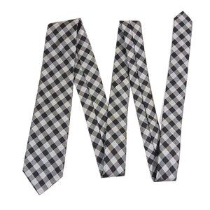 Pierre Cardin Men’s Silk Tie Black Gray Plaid 60 inch Designer Skinny Tie New